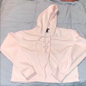 Forever 21 Lace Up Cropped Hoodie